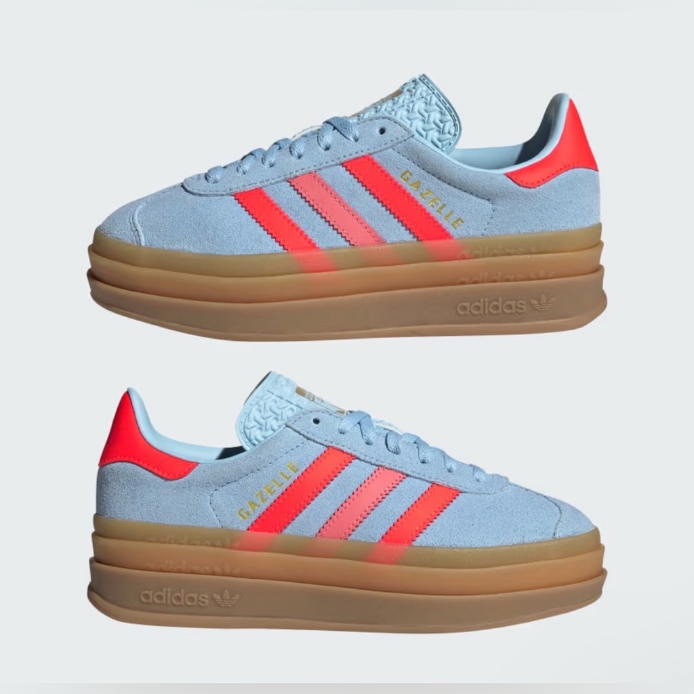 Gazelle Bold Shoes in Clear Sky, Solar Red and Gold Metallic - JR5950